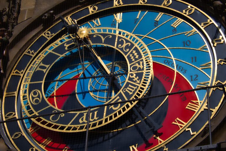 Astronomical Clock in Prague, Czech Republic, featuring intricate golden details and a historic design.