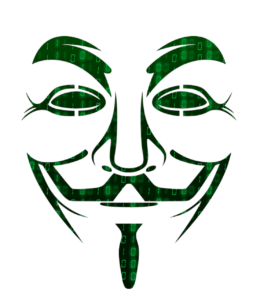 A mysterious hacker wearing an Anonymous mask, symbolising cyber threats and digital security breaches.